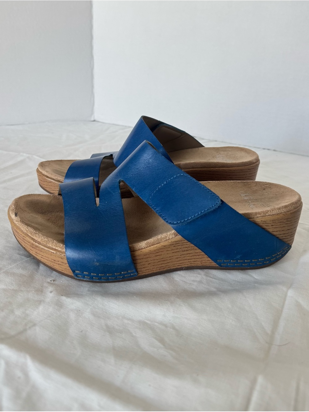 Dansko Blue Leather Slide Wedge Sandals Size 7